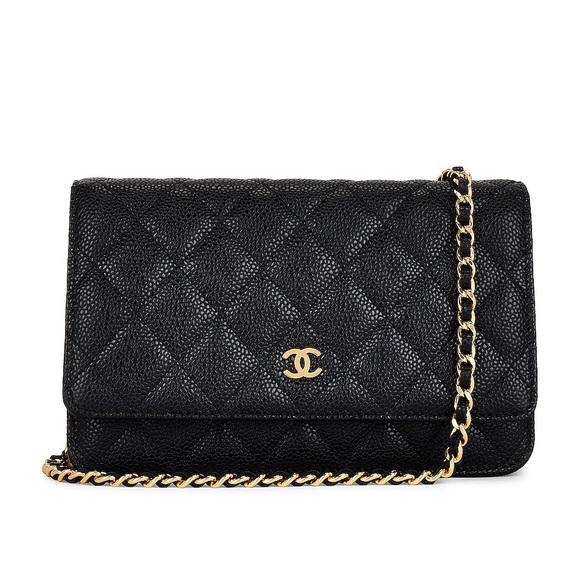 Chanel Quilted Classic Wallet on Chain WOC Light Beige Caviar Gold Har –  Coco Approved Studio